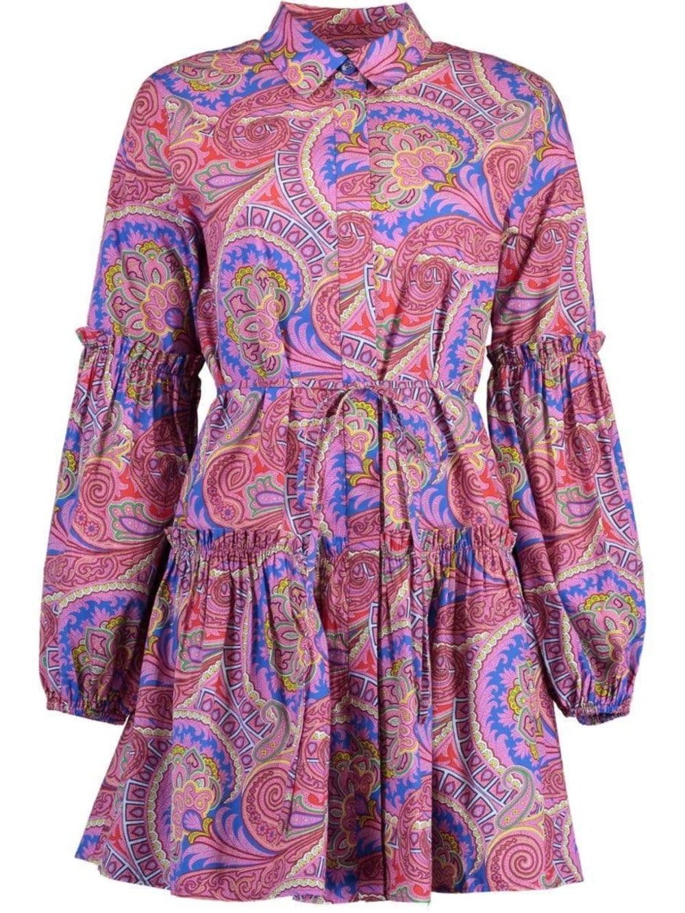 Alexis Pink and Blue Paisley Button-Front Tunic Dress